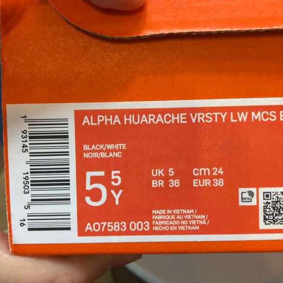 Nike alpha huarache varsity low cleat black 6 yth - Picture 6 of 6